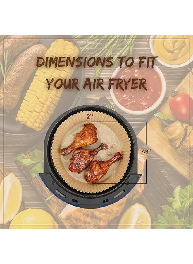 100 قطعة من بطانات المقلاة الهوائية الدائرية للاستعمال مرة واحدة 20 سم، ورق زبدة غير لاصق للخبز والتحميص والبخار والميكروويف، بطانات ورقية أمنة غذائيًا ومقاومة للحرارة من دلوكس كيتشن - Image 2